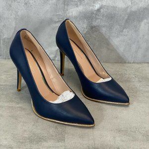 BCBGENERATION  Dark Ink Hallix Memory Foam Pointed-Toe Chain Trim Pumps-NIB